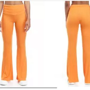 BODY & SOL | Bright Orange High Rise Waffle Knit Flare Pants Women’s Size Small